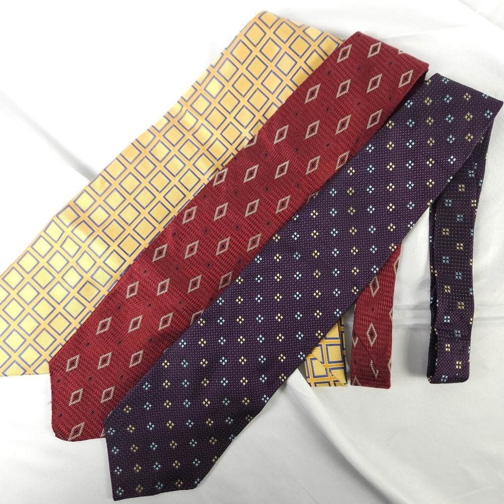 Jos. A.‎ Bank 100% Silk Italian Geometric Neckties Set of 3 Men's